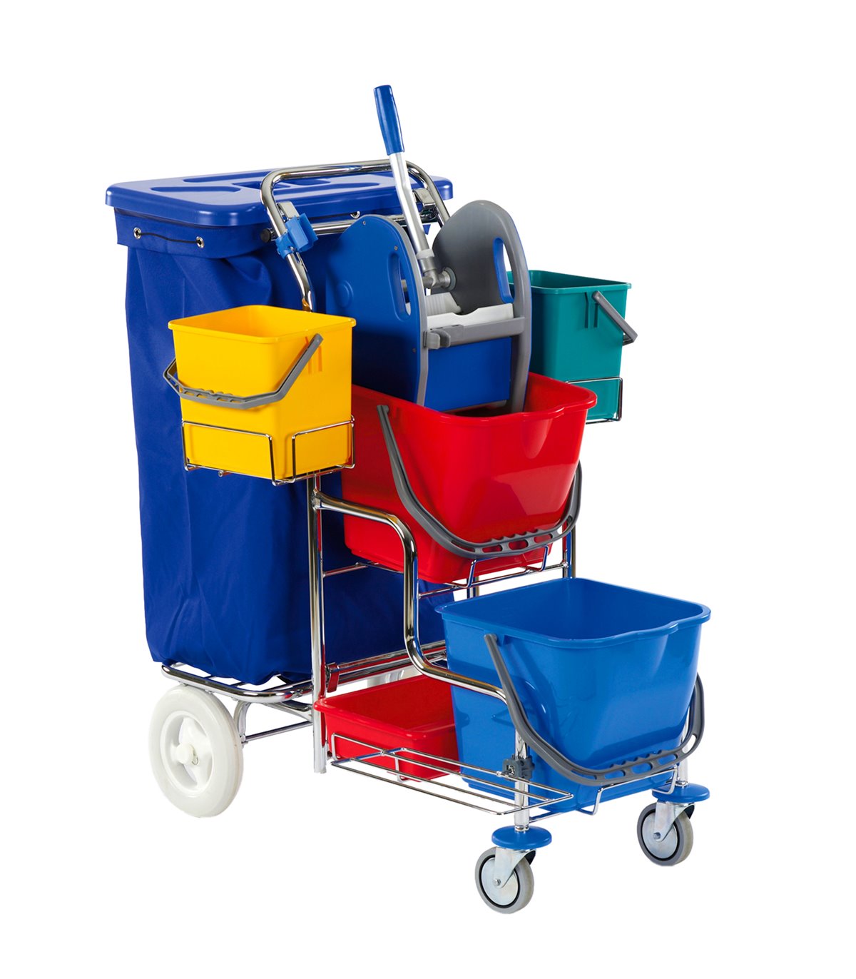 Chariot de lavage chariot de nettoyage professionnel en acier presse à  mâchoire seau + rangements bleu