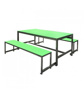 Table et banc structure acier dessus mélaminé